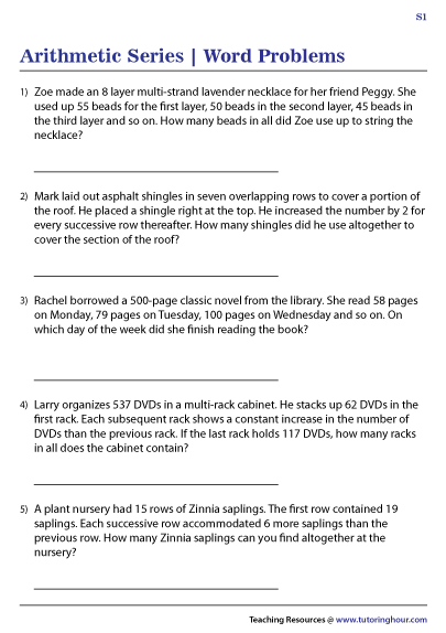 Arithmetic Series Word Problems