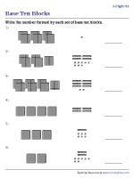 Identifying 3-Digit Numbers Shown by Base Ten Blocks | Worksheet #1