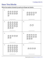 Base Ten Blocks Worksheets