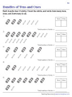 Bundles of Tens and Ones Worksheets