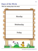 Days of the Week Worksheets