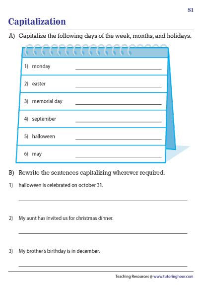 capitalizing-days-months-and-holidays-worksheets