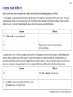 Completing Cause and Effect Tables