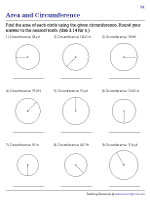 Finding Area from Circumference | Worksheet #1