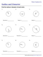 Finding Radius and Diameter - Whole Numbers - Customary