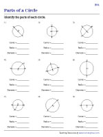 Identifying Parts of Circles | Easy - Worksheet #1