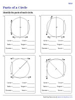 Identifying Parts of Circles | Moderate - Worksheet #2