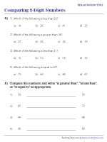 Comparing 2-Digit Numbers - MCQ and Words
