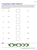 Comparing 3-Digit Numbers - Cut and Glue