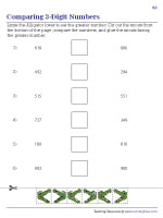 Comparing 3-Digit Numbers - Cut & Glue | Worksheet #2