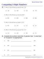comparing 3 digit numbers worksheets