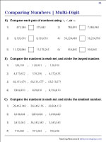 Comparing Multi-Digit Numbers Worksheets