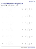 Comparing Numbers up to 10 - Type 1