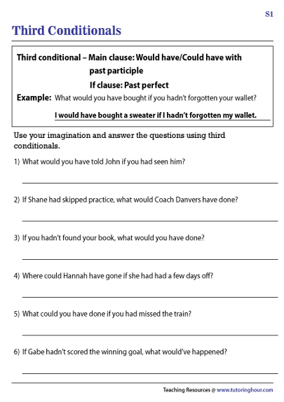 Could Have, Should Have, and Would Have - Examples & Worksheet