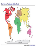 The Seven Continents of the World - Labeled Chart