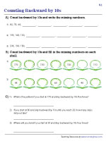 Counting Backward by 10s Worksheets