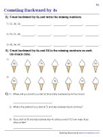 Counting Backward by 4s Worksheets