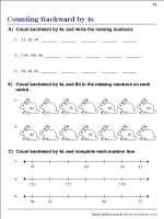 Counting Backward by 4s Worksheets