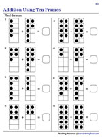 Addition Using Ten Frames Worksheets