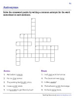 Antonym Crossword Puzzles