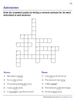 Antonym Crossword Puzzle