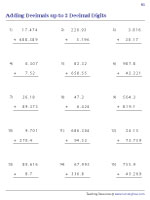 Adding Decimals with up to 3 Decimal Digits