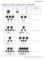 Completing Decimal Addition Sentences - Hundredths - Without Regrouping