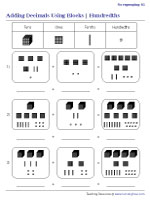 Writing Decimal Addition Sentences - Hundredths - Without Regrouping