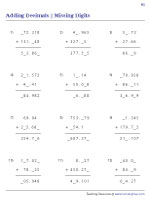 Missing Digits in Decimal Column Addition