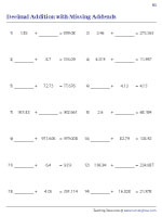 Decimal Addition with Missing Addends