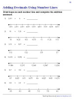 Drawing Hops and Completing Decimal Addition Sentences | Worksheet #1