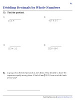 Dividing Decimals by Whole Numbers 1