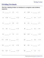Missing Factor - Decimal Division