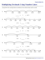 Missing Decimals in Number Lines - Hundredths