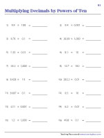 Multiplying Decimals by Powers of Ten