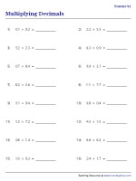 multiplying decimals worksheets