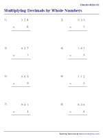 Multiplying Decimals by Whole Numbers - Hundredths