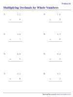 Multiplying Decimals by Whole Numbers - Tenths