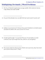 multiplying decimals word problems grade 6 Multiplying Decimals by Whole Numbers Word Problems - Customary
