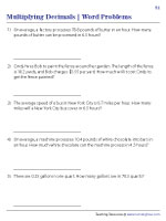 Multiplying Decimals Word Problems - Customary