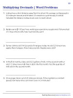 Multiplying Decimals Word Problems - Worksheet #2