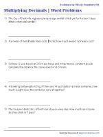 multiplying decimals word problems grade 6 Multiplying Decimals by Whole Numbers Word Problems - Metric
