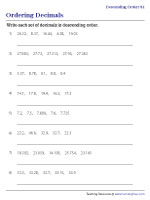 Arranging Decimals in Descending Order