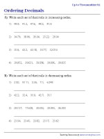 Ordering Decimals up to Thousandths