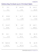 Subtracting Decimals with up to 2 Decimal Digits