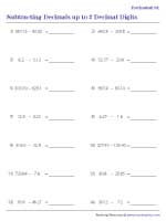 Subtracting Decimals with up to 2 Decimal Digits - Horizontal