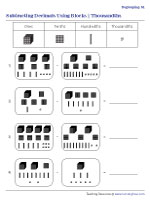 Completing Decimal Subtraction Sentences - Thousandths - Regrouping