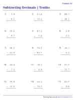 Subtracting Decimals with Tenths