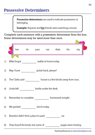 Possessive Determiners