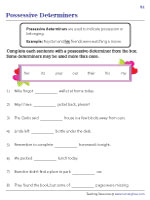 Completing Sentences with Correct Possessive Determiners